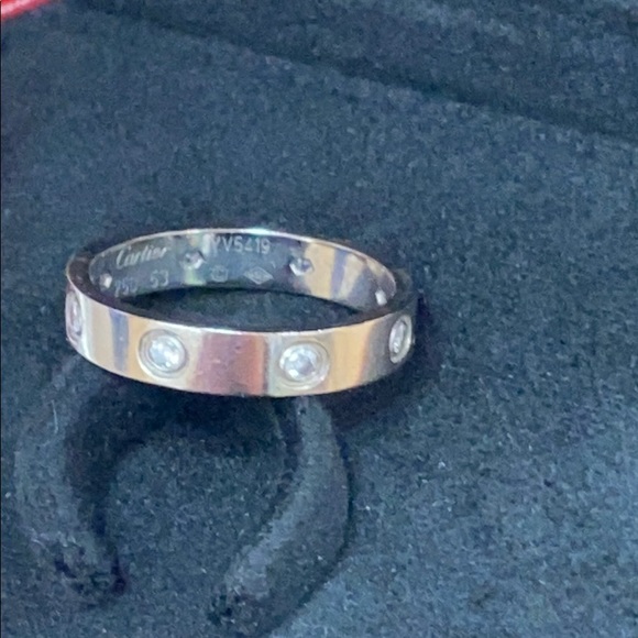 Cartier Diamond Love 18K Gold Band Ring 8 Diamonds - Picture 3 of 16